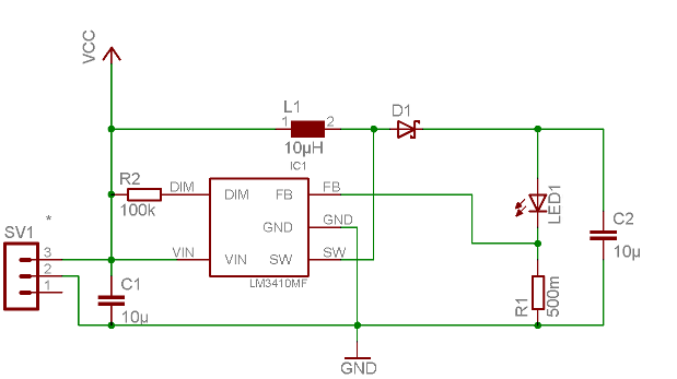 Schaltplan LED Treiber LM3410